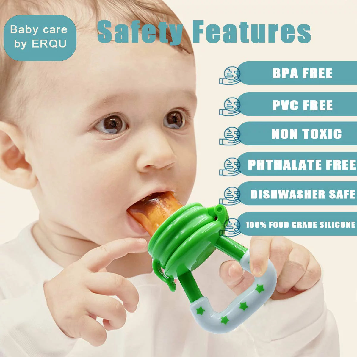Baby Solid Baby Fruit Pacifier Fresh Fruit Feeder Infant Teething Toy Nibbler Teether Pacifier Safe Silicone Pacifier (random color) - pack of 1
