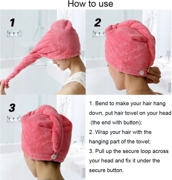 Hair Drying Towel Cap – Quick Dry, Soft & Absorbent Turban Wrap For Women | Anti-Frizz Hair Wrap Towel For Bathroom & Salon Use (Random Color) | Pack Of 1