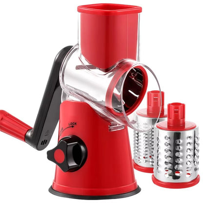 Table Top Drum Grater – Manual Vegetable Cutter, Slicer & Grater | Multi-Functional 3-in-1 Kitchen Gadget for Effortless Food Prep (Random color)