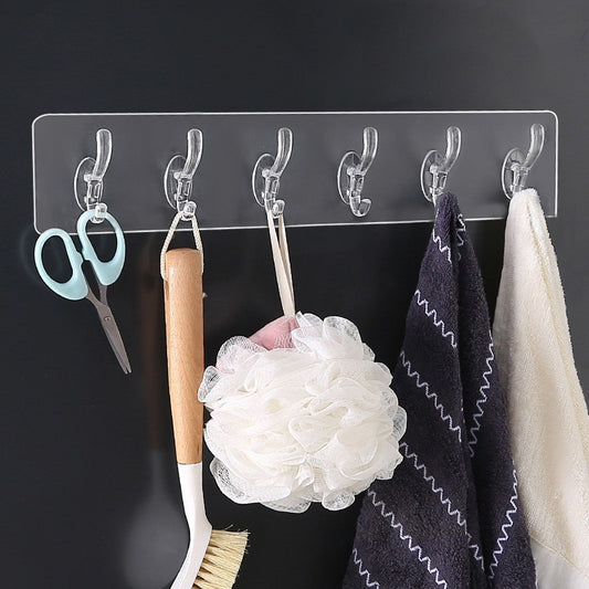 Seamless Heavy Duty Sticky Hooks | Double-Sided Adhesive | Transparent Waterproof Wall Hangers | Bathroom & Kitchen (Pack of 3)