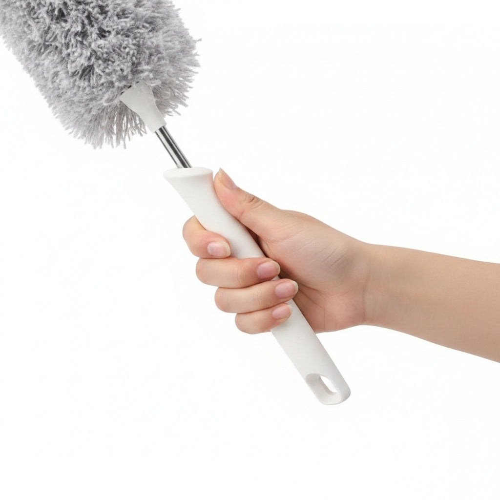 Microfiber Fan Duster Telescopic Extendable Gray Duster 360 Flexible Dirt And Dust Duster For Home Office Use foldable