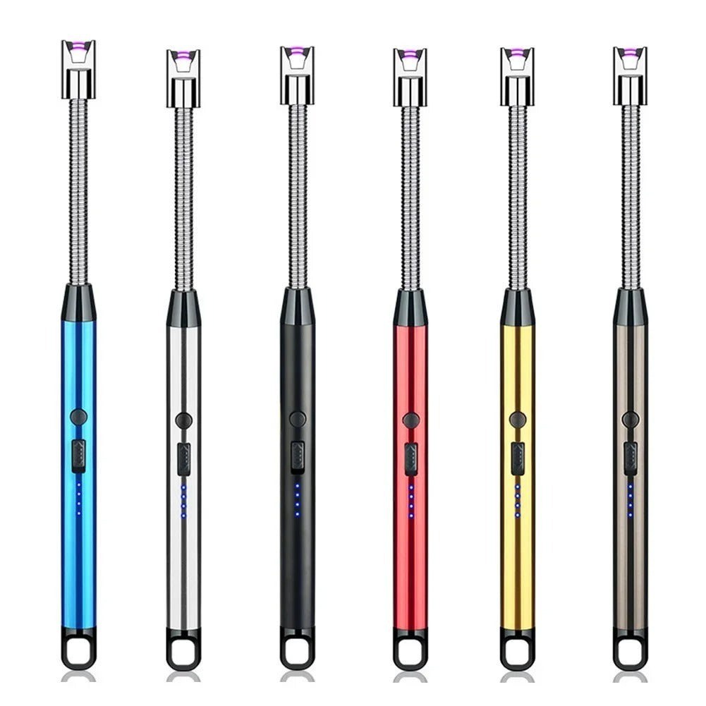 360° Outdoor Kitchen Lighter – USB Rechargeable Electronic Arc Lighter with Flexible Neck, Safety Lock, Windproof & Eco-Friendly Design (Random Colors)