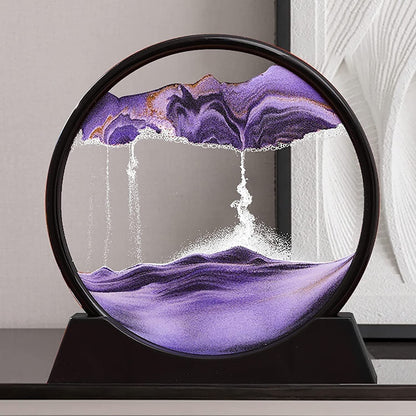 Moving Sand Art Picture – 3D Dynamic Deep Sea Sandscape with Display Stand - Without Light | Size 8 Inch (Random Color)