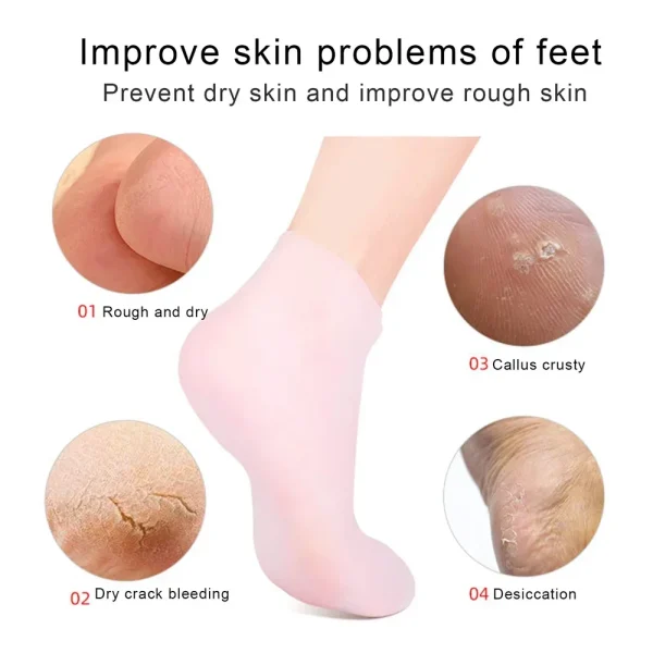 (Combo Pack) Moisturizing Glove and Socks Set, Silicone Gel Spa  Socks For Dry Cracked Skin & Silicone Jelly Socks Gel Moisturizing Socks Foot Care Protector