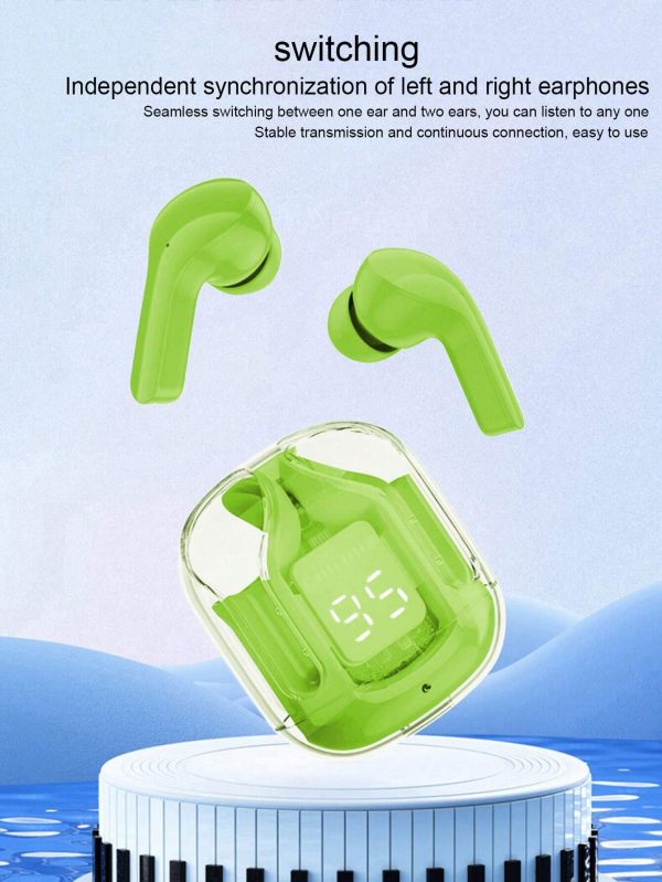 Pack of 12 - Air31 Earbuds Wireless Crystal Transparent body - with silicone pouch (random color)